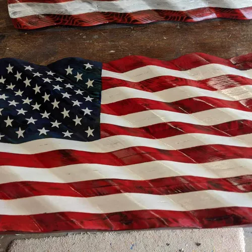 "The Papa Flag" Wood American Flag